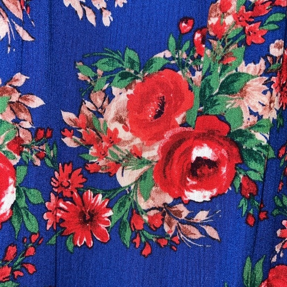 The Pioneer Woman Blue Red Floral Print 3/4 Sleeve Peasant Top Womens XXL - Picture 4 of 7